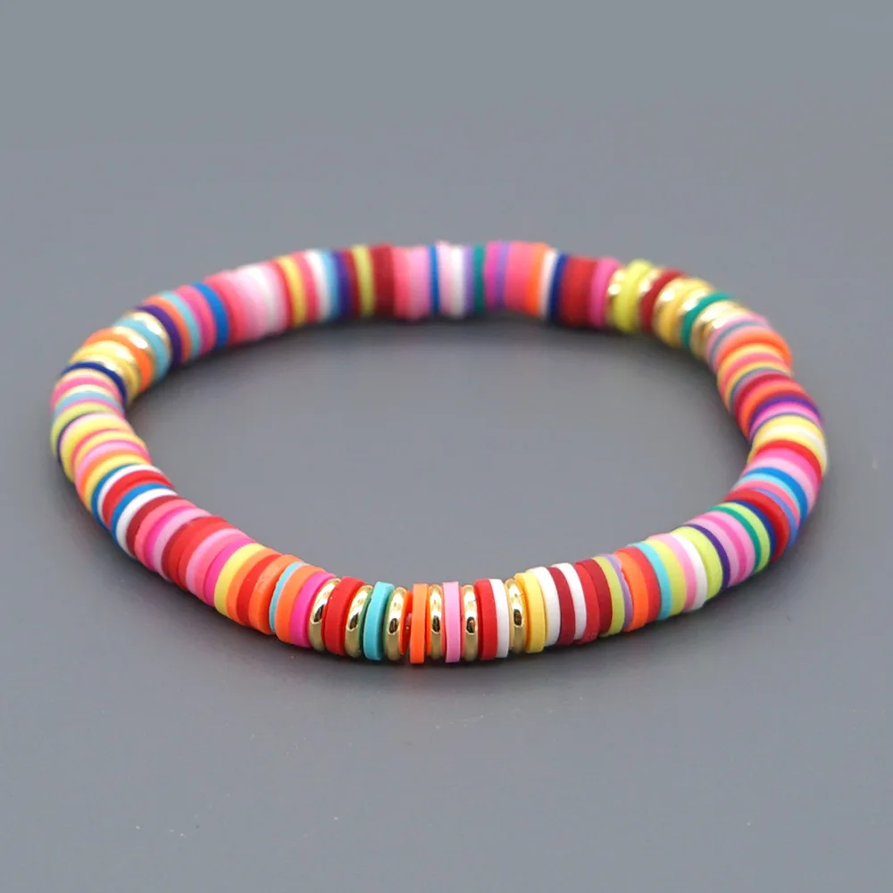 

PUNKI Woman Girls Multicolor Polymer Clay Shell Lucky Eye Charm Bracelet Boho Handmade Jewelry Female Lover Gifts