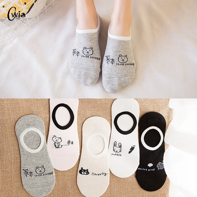 Летние хлопковые носки с мультяшным изображением головы животных женские