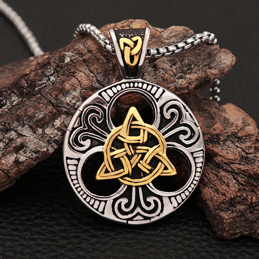 

Vintage Irish Celtic Trinity Love Knot Pendant For Men Fashion Stainless Steel Nordic Viking Necklace Biker Amulet Jewelry Gift