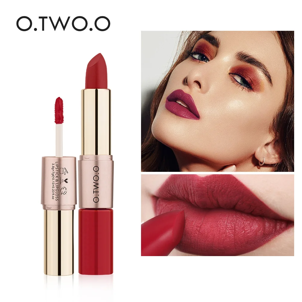 

O.TWO. O double head does not touch a cup matte mist face lipstick two-in-one manufacturer direct sales 12 color lip glaze