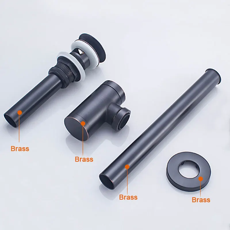 

Brass Round Bottle P Trap with Pop up Drain, Basin Waste Trap Drain Tube Kit Adjustable Height (Black)