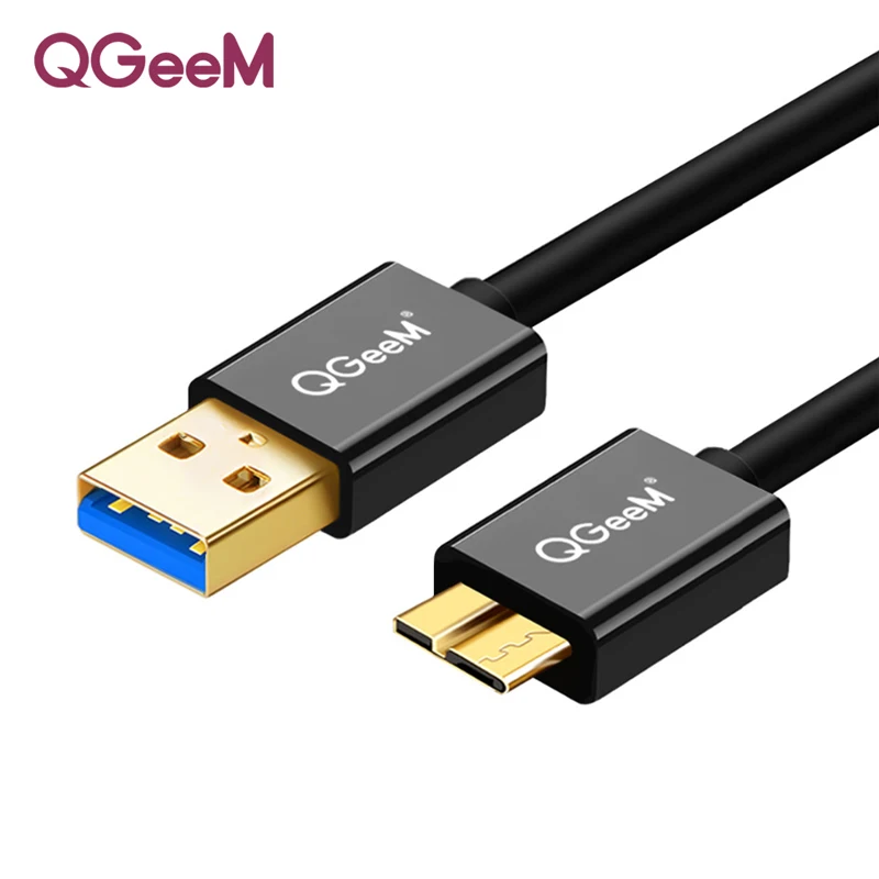 QGEEM Micro USB 3,0 кабель типа А к Micro B кабель для внешнего жесткого диска HDD samsung S5 Note3 USB HDD кабель для передачи данных - Цвет: ABS Black
