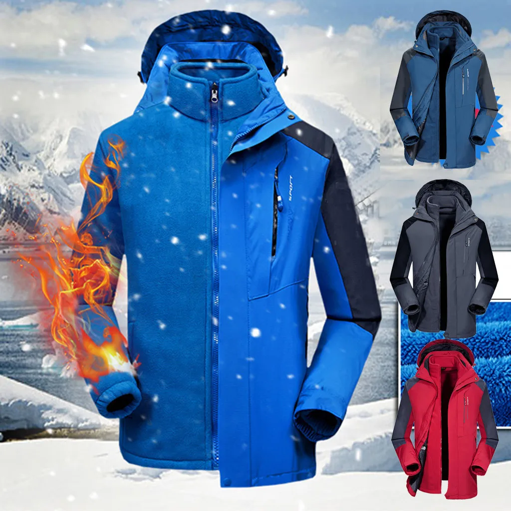 SAGACE зимняя мужская куртка три в одном съемный плюс бархат два предмета большой