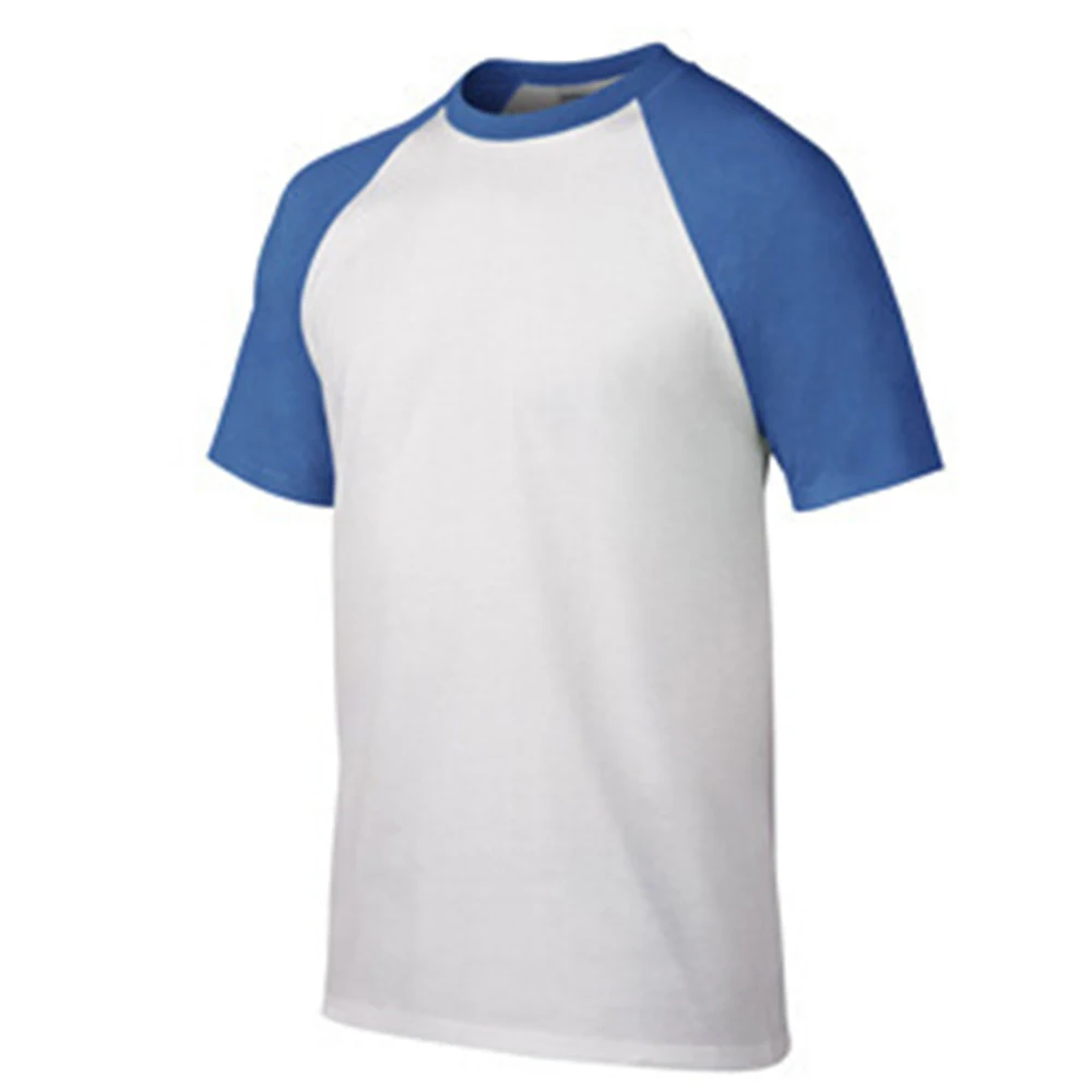 Мужская хлопковая Футболка реглан с круглым вырезом свободная Однотонная