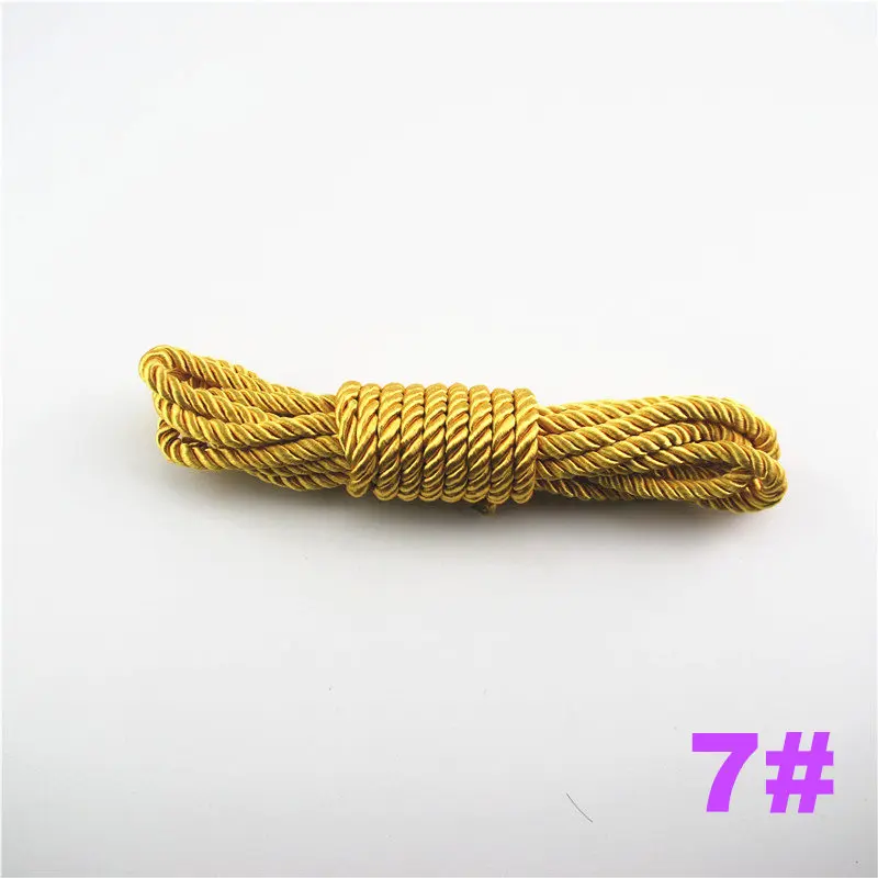 DIY Cord Jewelry findings 5 мм сплошной цвет 3 плетеный шнур нить декоративная скрученная атласная полиэфирная нить 10 м/шт. DS220 - Цвет: 7