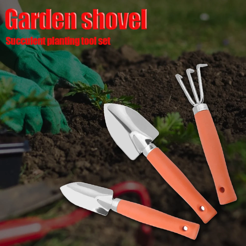 

3pcs/Set Mini Gardening Tools Small Shovel Rake Spade Home Potted Plants Mini Digging Tool Plastic Handle Metal Head Garden Tool