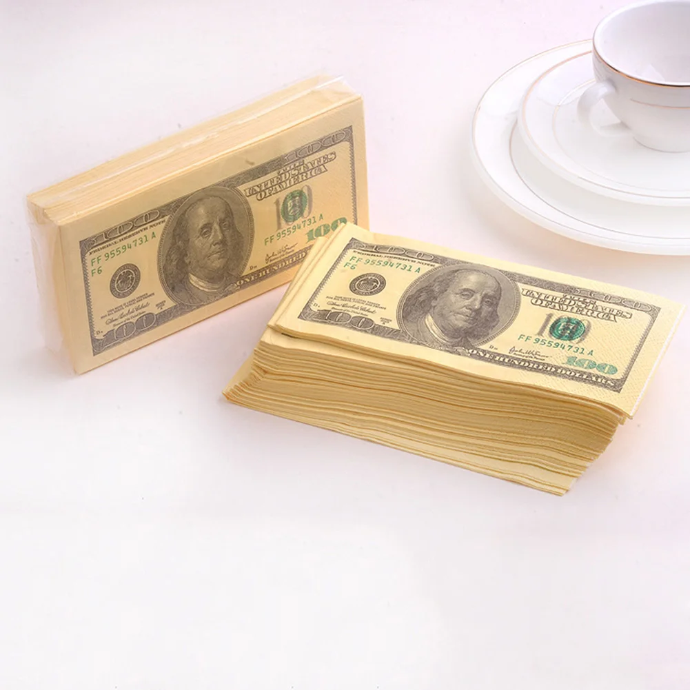 20 шт. 100 долларов гумура бумага для туалетной бумаги рулонные салфетки толстые 3