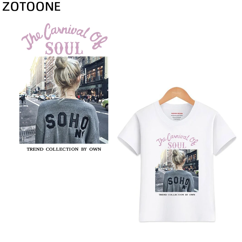 

ZOTOONE Fashion Girl Set Stripes Iron on Transfer Patches on Clothing Diy Letter Heat Transfer for Clothes Accessories Sticker H