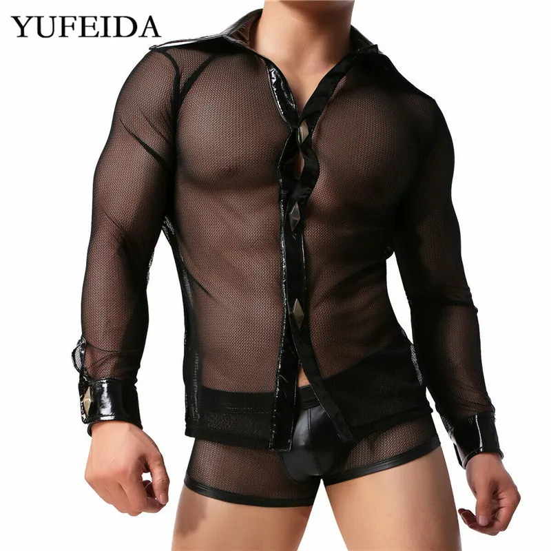 Мужской Комплект маек сексуальная прозрачная рубашка боксеры шорты трусы нижнее