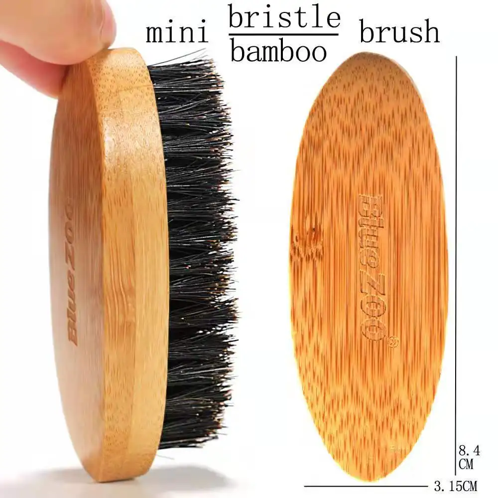 Уход за бородой для мужчин мини маленькая овальная черная щетина Nanzhu Log Color щетка