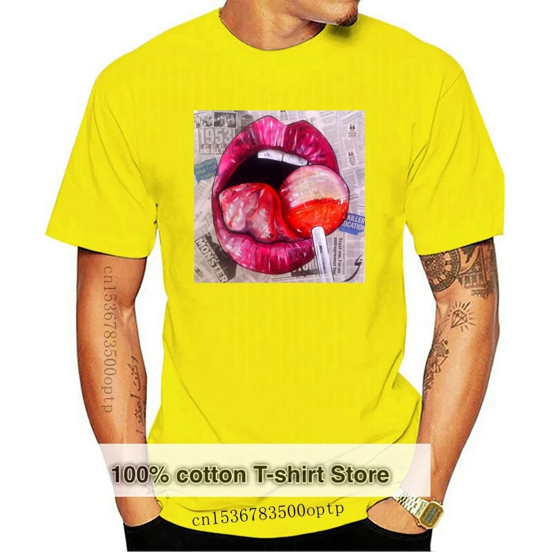 

Новинка, Мужская футболка в стиле ретро с языком-леденцом, 2021, с винтажным эффектом, AL55