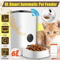 6l automatic pet feeder smart remote control 5s voice recording cat dog food dispenser wifibutton version