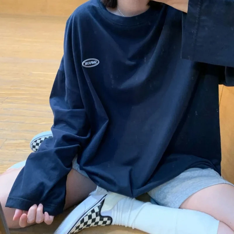 Yedinas 2020 Осенняя футболка с длинным рукавом Женская Базовая оверсайз Повседневная