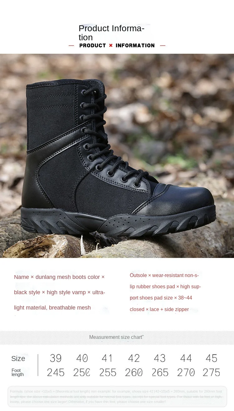 Military Boots Men Special Forces Combat High-Top Combat Canvas Tactical Training Breathable Wearable Ultralight Hiking Boots