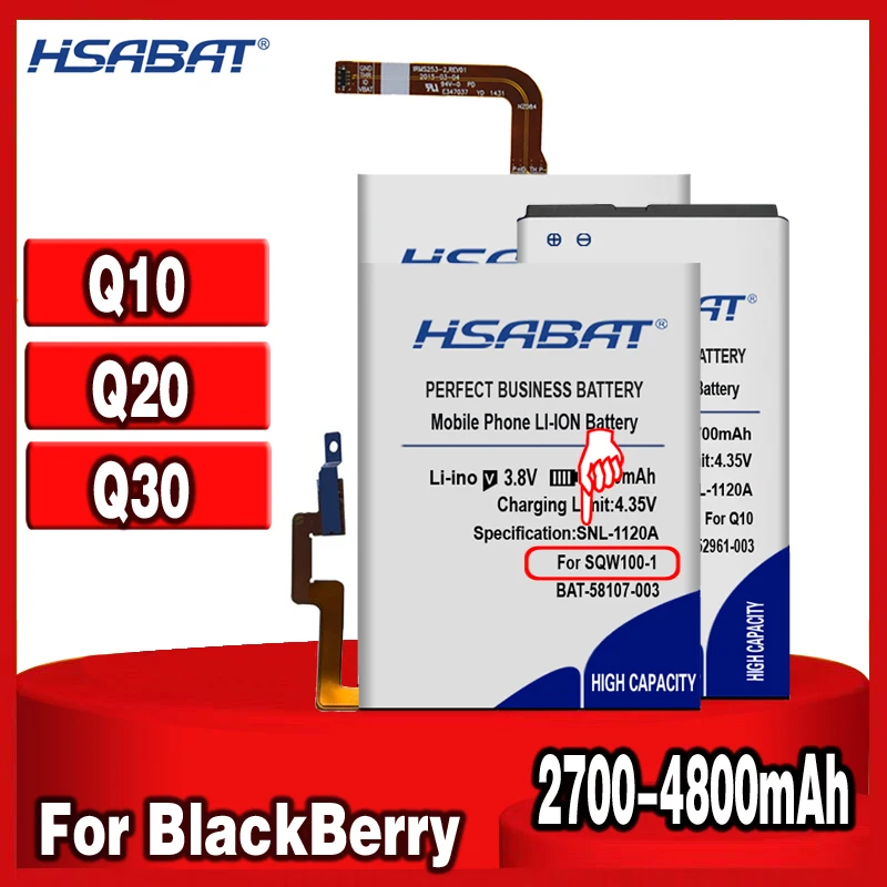 Батарейка HSABAT для BlackBerry Passport 4G Q30 SQW100 1 3 Windermere/Q20 Classic SQC100 1/Q10 Q10 LTE 3|Аккумуляторы