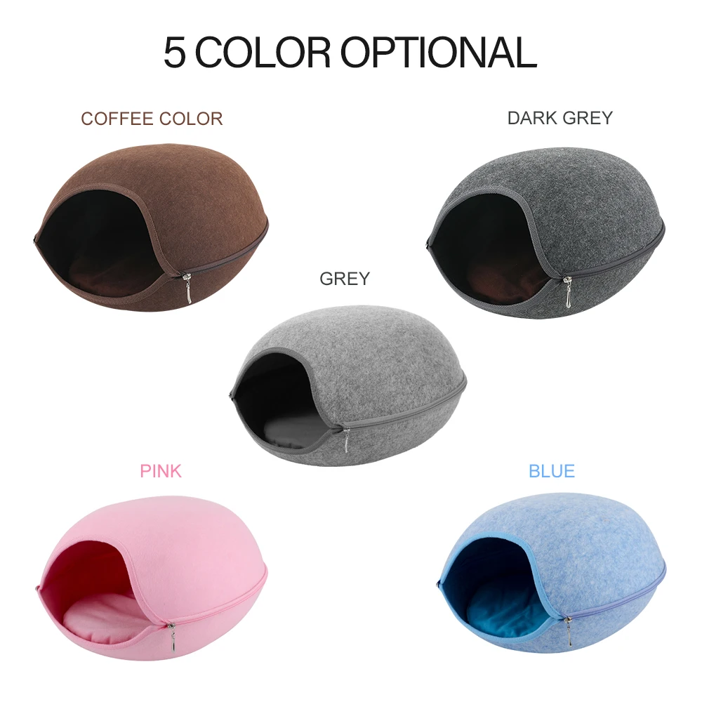 Натурального войлока ПЭТ пещера для собаки кошки серый/синий/розовый домашних