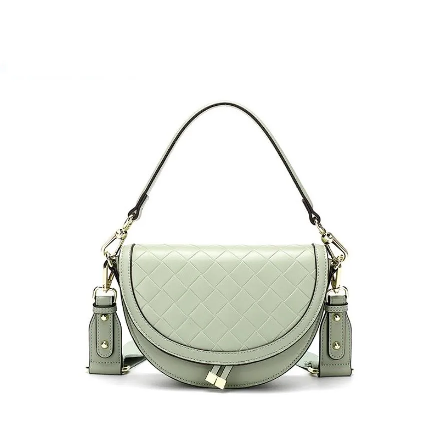 

Women's Designer Luxury Semicircle Shoulder bags 2020 Fashion New High quality Women Lattice Purses and Handbags Saddle Bag HOT