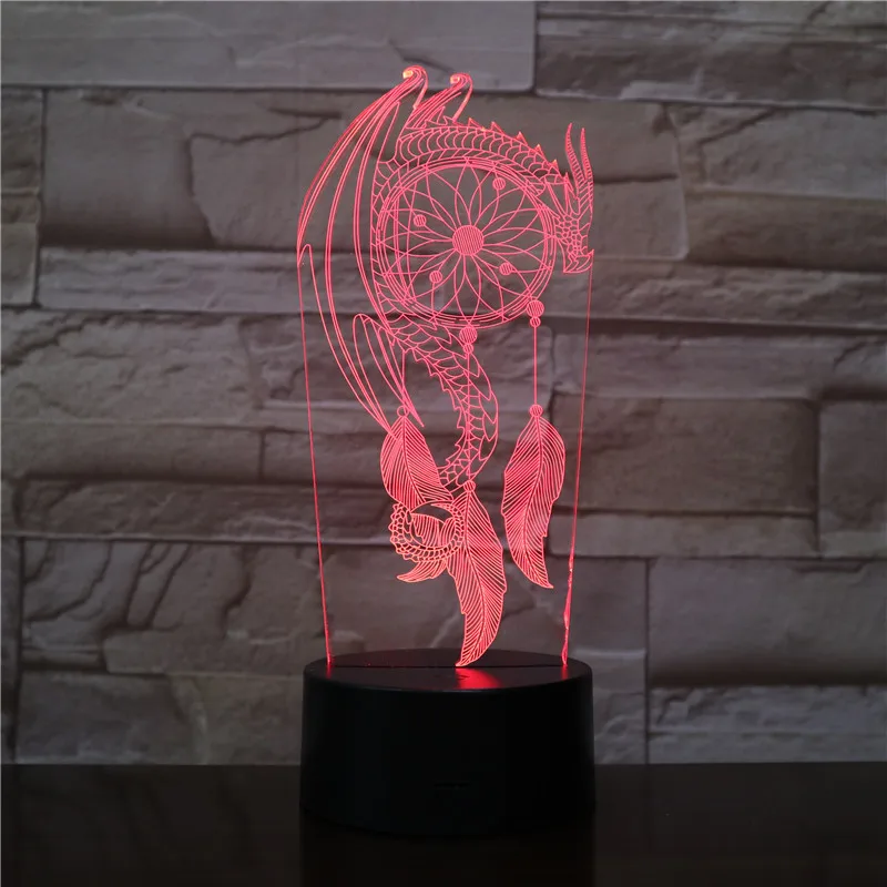 7 цветов Изменение Ловец снов USB Спальня украшение Настольная лампа Искусство 3D