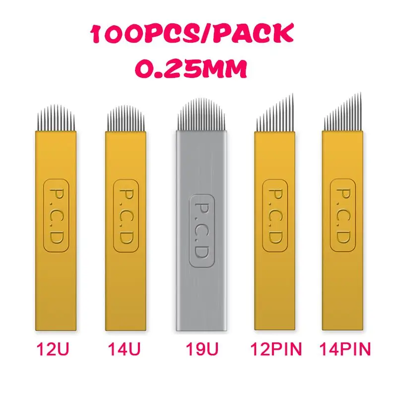 Профессиональные иглы PCD для микроблейдинга 100 шт. 12pin/14pin/12u/14u/19u перманентного