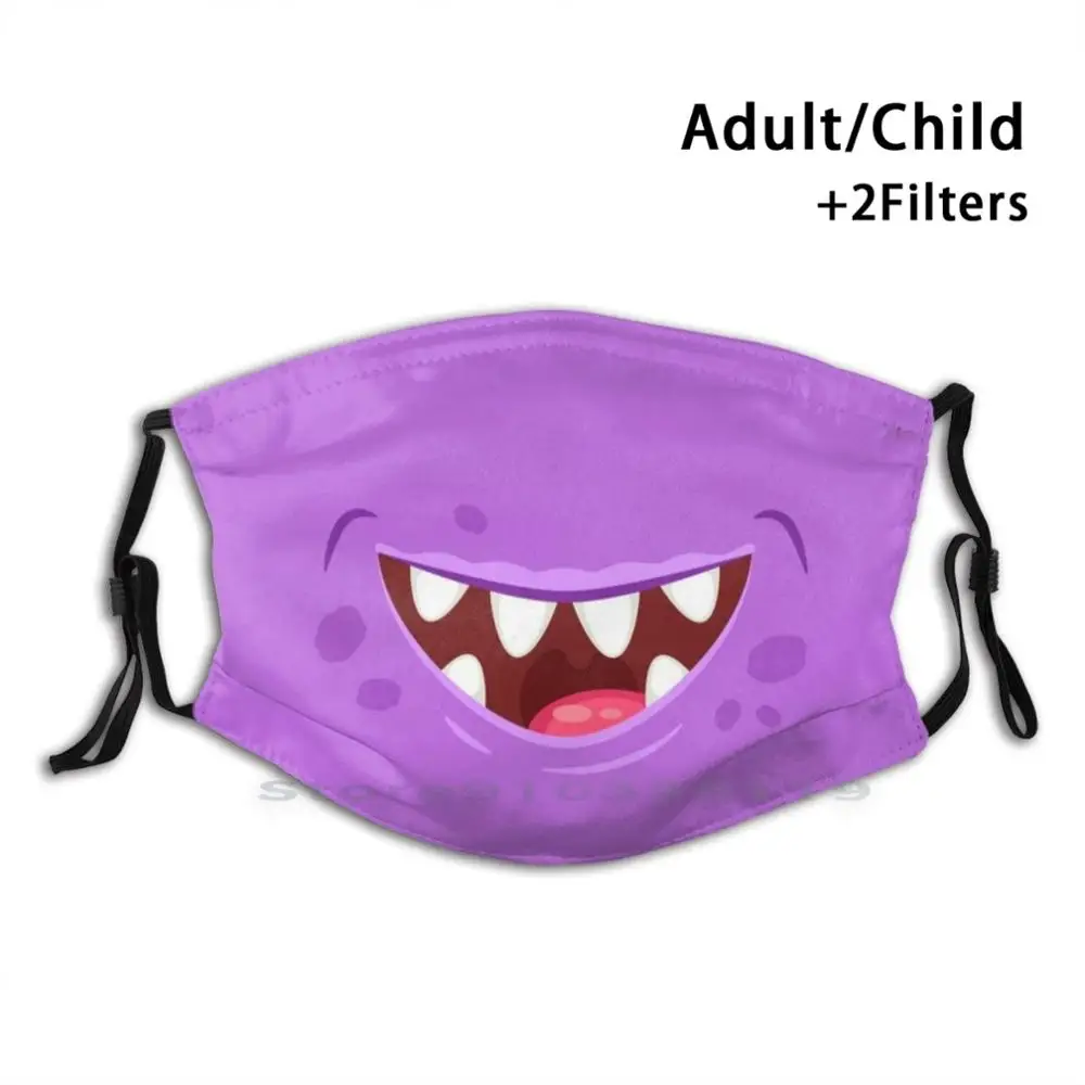 

Monster Mouth Mouth Adult Kids Washable Funny Face Mask With Filter Monster Mouth Monster Purple Tongue Scary Funny Cartoon