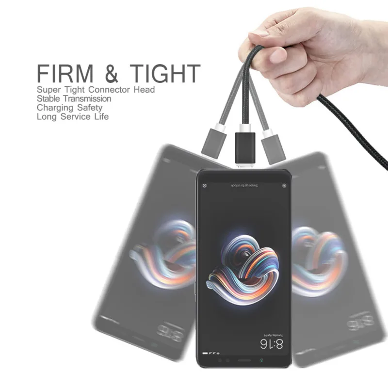 2 в 1 USB кабель Тип C для быстрой зарядки телефона Samsung S8 S9 Micro двойной зарядный Redmi note