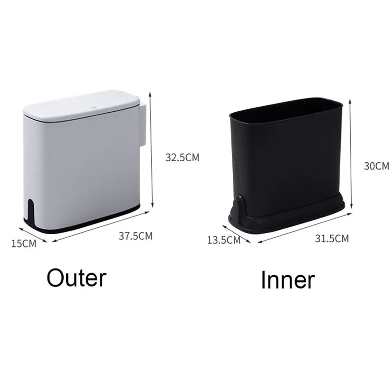 

11L Plastic Waste Bin Narrow TypeTrash Can Toilet Dustbin Trash bin Basket Garbage Bucket Brush Bathroom Cleaning Dropshipping