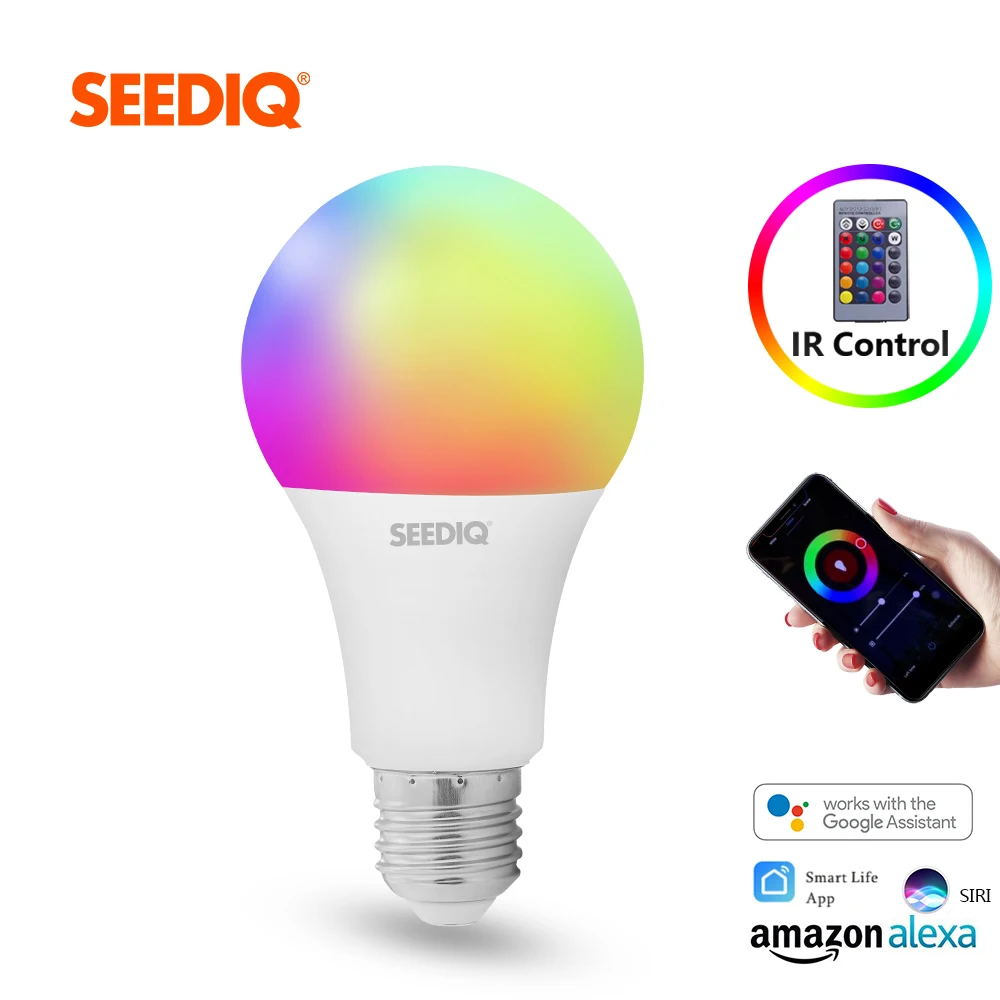 Светодиодная лампа E27 затемнения RGB смарт 10 Вт 15 AC 220V 110V умный светильник лампочка