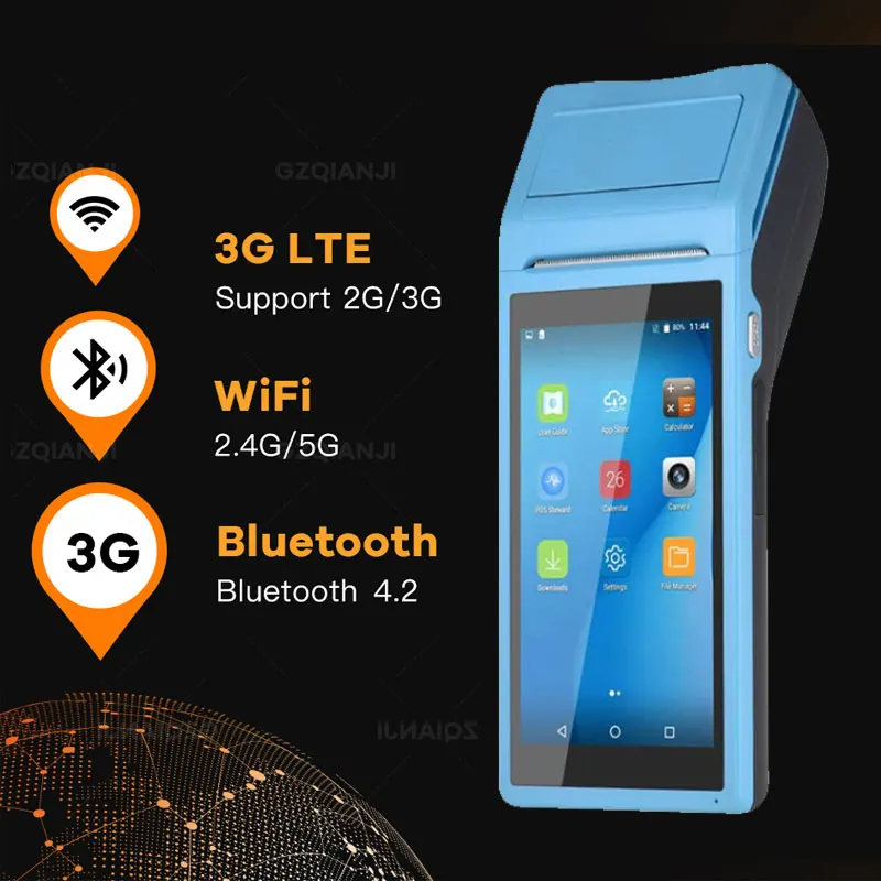 PDA Android POS Bluetooth Термальный чековый принтер 3G WiFi мобильный заказ терминал
