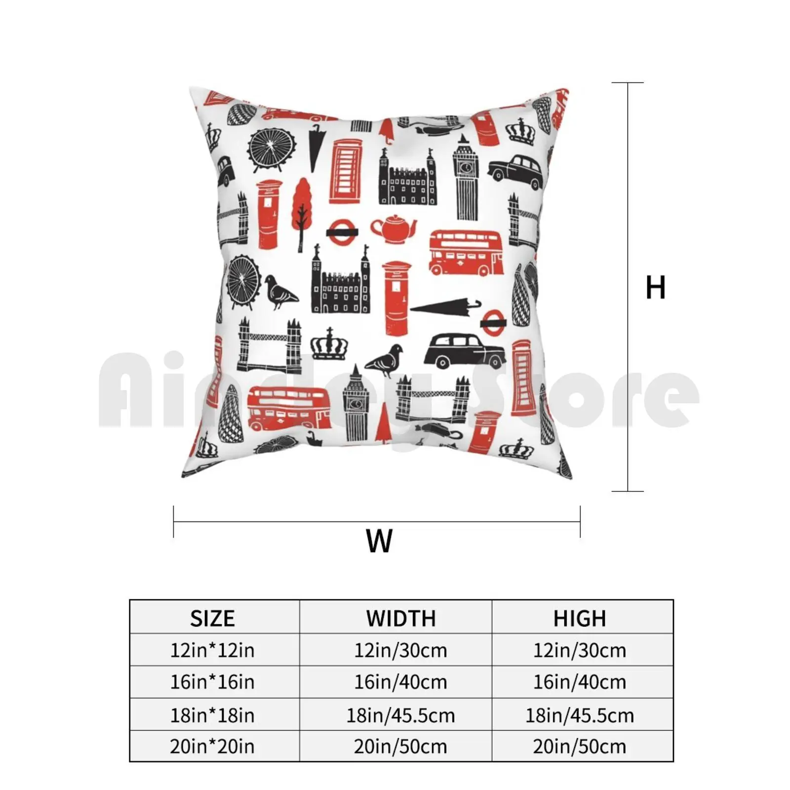 Чехол с изображением лондонских блоков-черно-красная Подушка Андреа Лорен