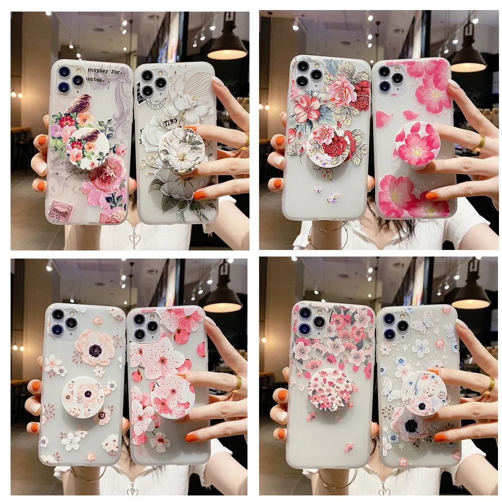 

3D Relief Floral Phone Case for Samsung GALAXY A51 M40S A60 A70 A71 A80 A90 A81 M60S S21 A91 M80S Soft Girly Holder Cover