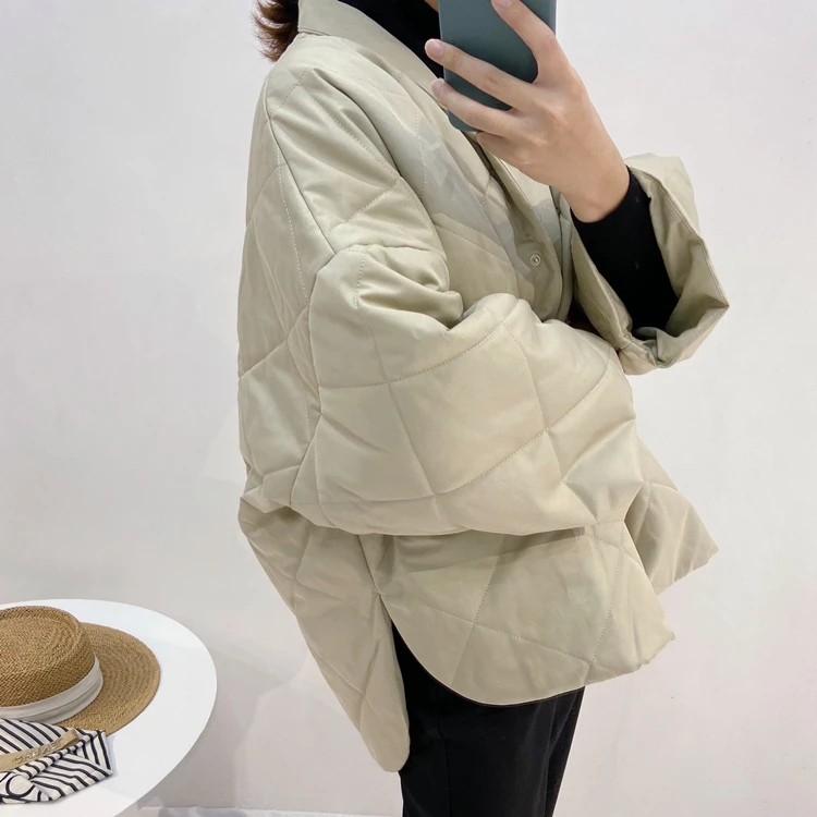 

short Northern European front rear long loose profile fall shoulder coat polperro Quilted Cotton Jacket