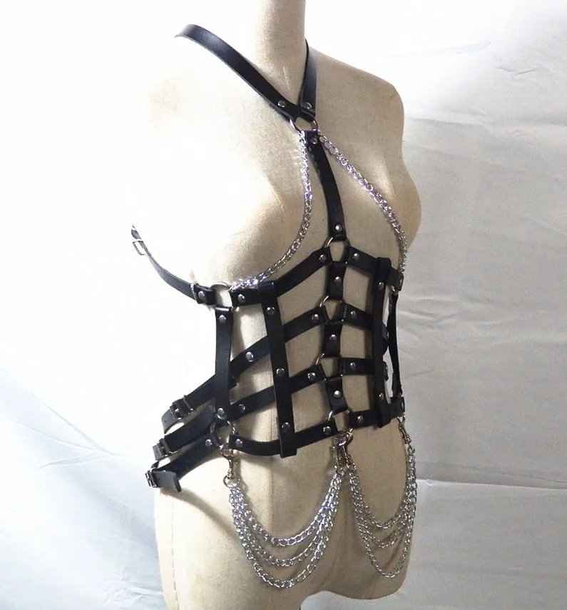 БДСМ секс бандаж Gear Goth кожаный жгут женское сексуальное нижнее белье 2 шт набор