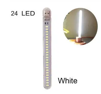 24leds white DC 5 В Мини светодиодный Ночной светильник, портативный 10 светодиодный s 24 светодиодный s USB настольная лампа для чтения, сгибаемый удлинитель, адаптер для США, книжный светильник s - Испускаемый цвет: 24leds white