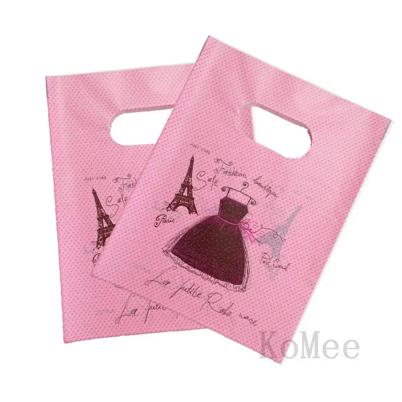 Pink Dress Tower Горячая Распродажа 100 шт/Партия 15x20 см "спасибо" Дизайн Пластиковый Подарочный мешочек для украшений подарочная упаковка для закусок пластиковые пакеты с ручками - Цвет: Pink Dress Tower