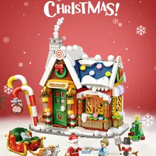 788pcs LOZ 1223 Architecture Merry Christmas House Tree Santas Deer Mini Blocks Bricks Building Toy for Kids Gift