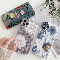 vintage flower leaf phone case for iphone 7 8 plus 12 11 pro max x xr xs max se 2020 camera protection silicone soft imd cover