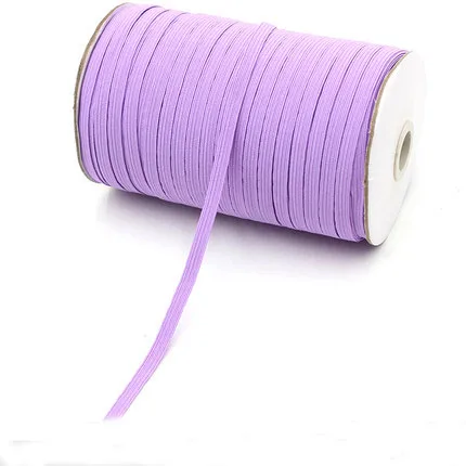 light purple 6 мм Красочные белые черные эластичные ленты канатная Резиновая лента линия спандекс лента шитье из кружева отделка поясная лента аксессуары для одежды 100y - Цвет: light purple