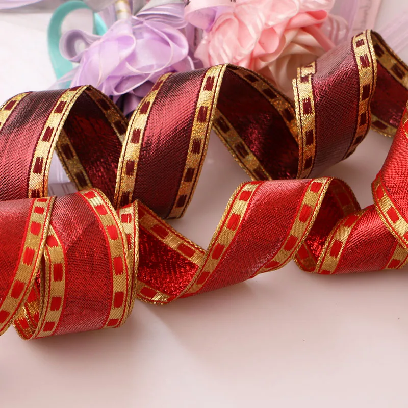 

5yard 4cm Golden Edge Red Iron Belt DIY Gift Packing Tape