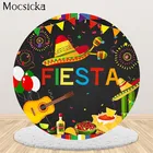 Mocsicka Декорации для мексиканской вечеринки круглый фон фоновая Обложка Праздничная тема баннер на день рождения мероприятие карнавал фотосессия