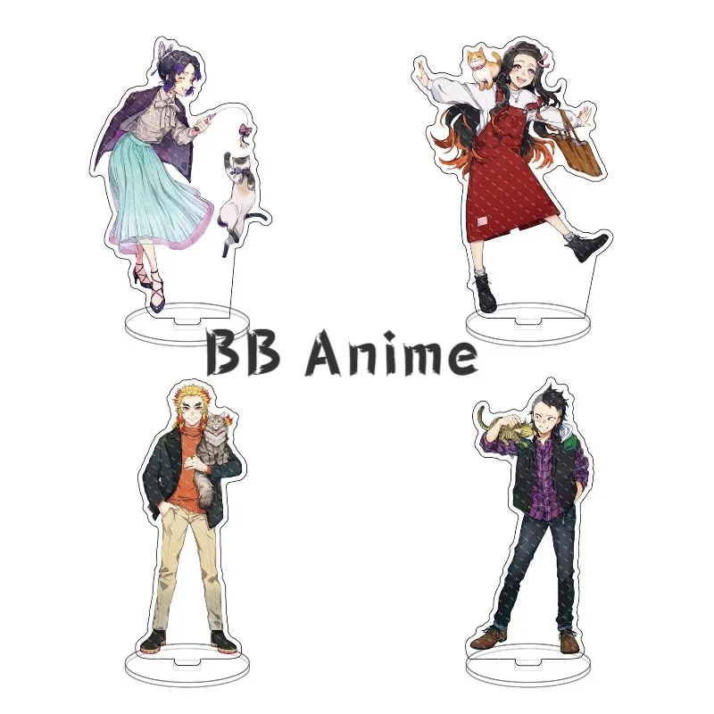 

Anime Demon Slayer Acrylic Keychains Standing Card Brinco Blade Of Ghost Key Chain Rengoku Cosplay Trinket Keyring Gift