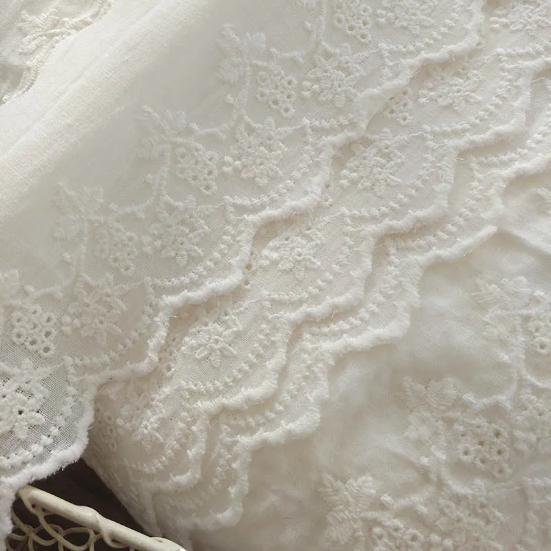 Однометровая Цветочная вышитая Волнистая кромка хлопковая кружевная лента