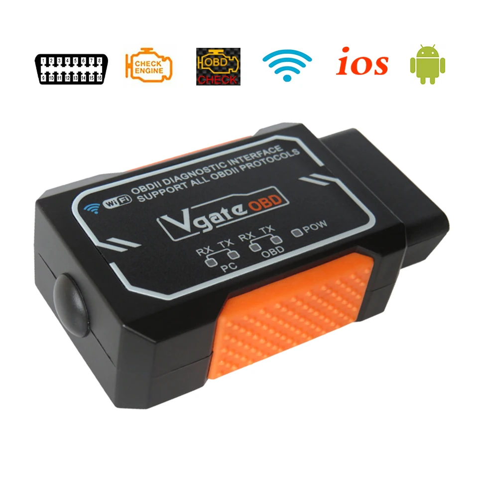 Vgate WIFI Elm327 V1.5 OBD2 Car Diagnostic Tools With PIC18F2480 Elm327 V 1.5 OBD II 2 Auto Diagnostic Scanner For iOS/Android