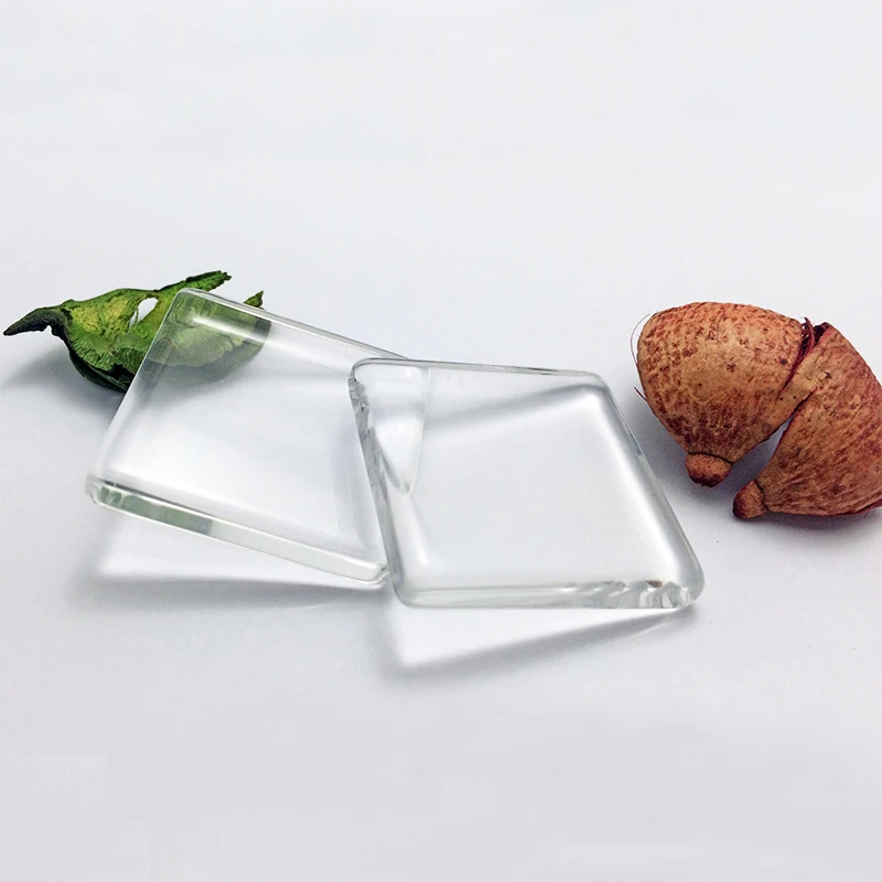 Квадратный прозрачный стеклянный кабошон с плоской задней поверхностью 25 мм 30 35