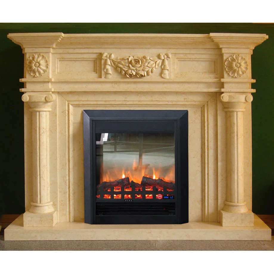 Мраморная каминная подставка для электрического камина firebox в классическом