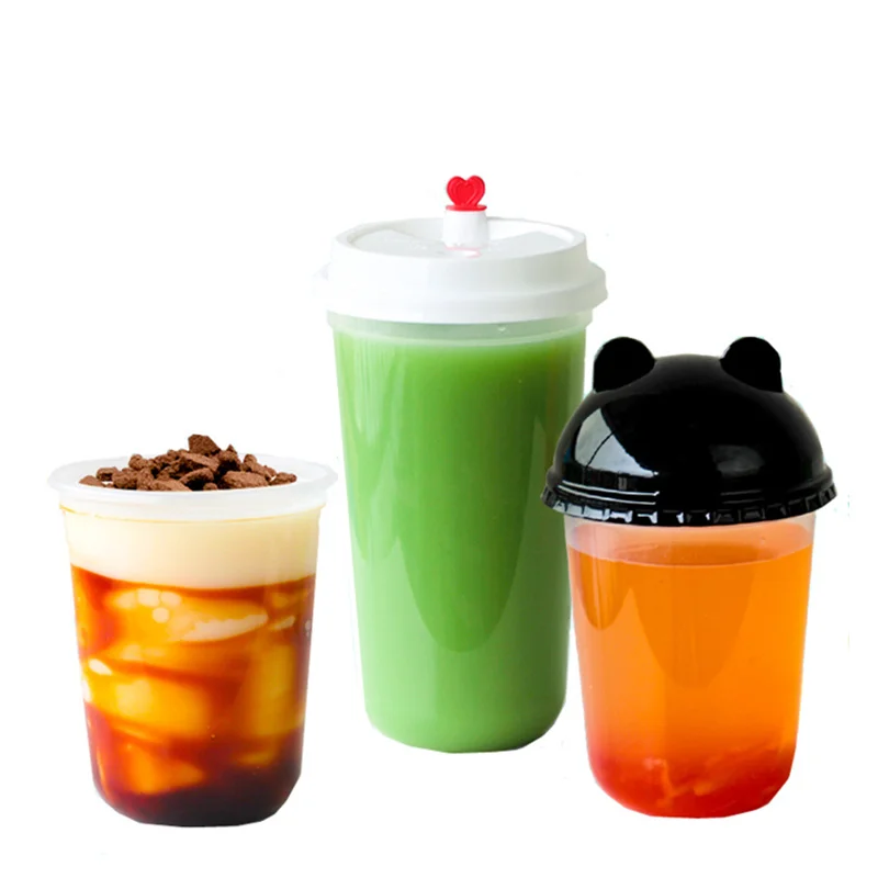 50 шт. пластиковые чашки с крышкой для молока и чая | Дом сад