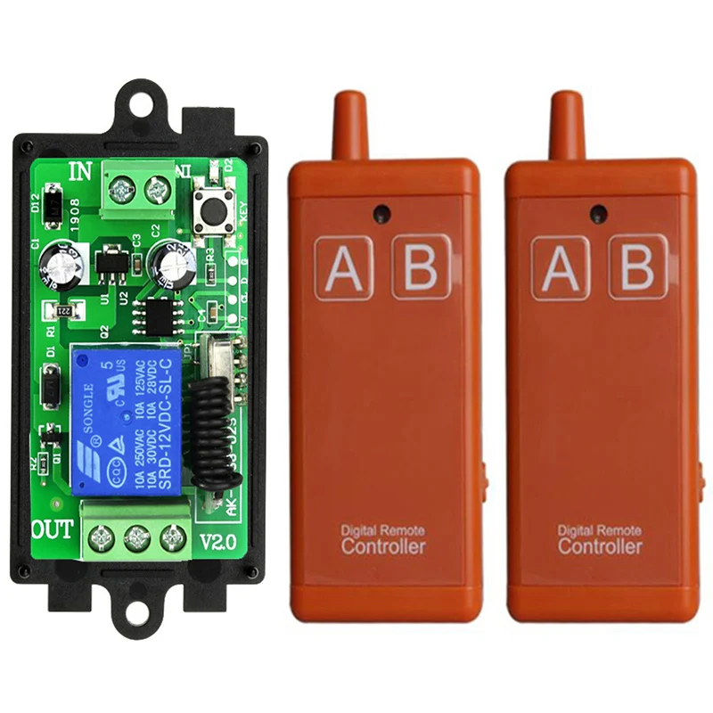

433MHz DC 12V 24V 1CH rf Remote Control Switch Wireless Relay Receiver Controller usb Rechargeable for Garage\ Door\ LED\ Bulb