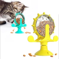 windmill pet toy rotatable ration cat feeder with suction cup turntable pet scratching supplies manual feeding tool