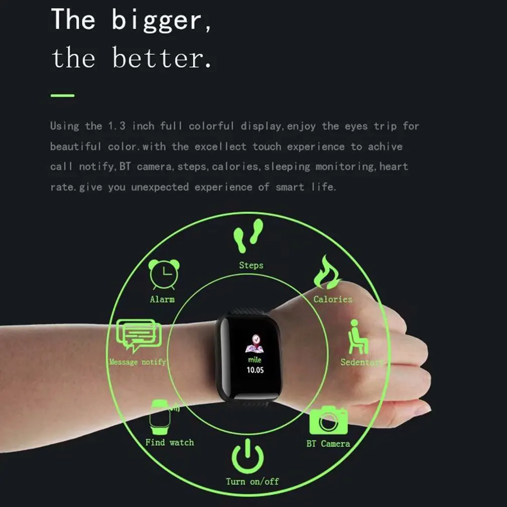 D13 Smart Bracelet Fitness Tracker Heart Rate Monitor Smart Band IP67 Waterproof Sports For Android Iphone