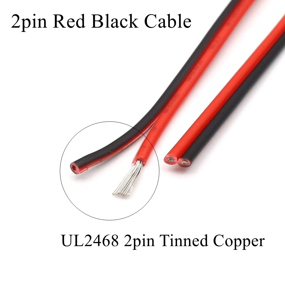 18AWG 2Pin Электрический провод красный черный луженый медный кабель пвх электрика