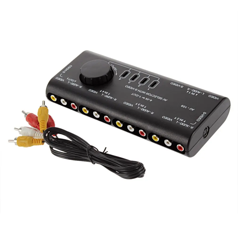 4 in 1 Out AV RCA Switch Box Audio Video Signal Switcher Splitter Way Selector with Cable For Television DVD VCD TV |